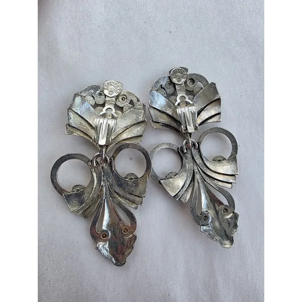 Vintage Signed Abbey Road Earrings - Silver Clip On‎ 3.5